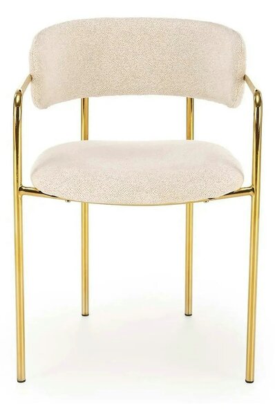Scaun K537, crem/auriu, stofa clasica/metal, 54x56x76 cm