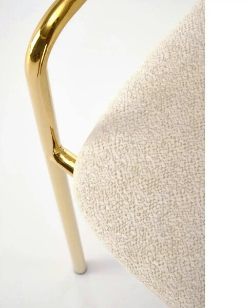 Scaun K537, crem/auriu, stofa clasica/metal, 54x56x76 cm