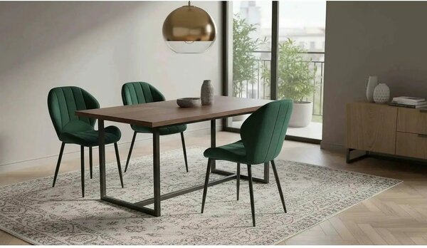 Scaun K538, verde/negru, stofa catifelata/metal, 48x57x85 cm