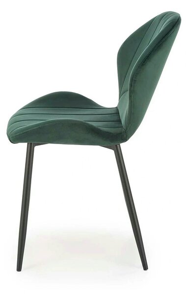 Scaun K538, verde/negru, stofa catifelata/metal, 48x57x85 cm
