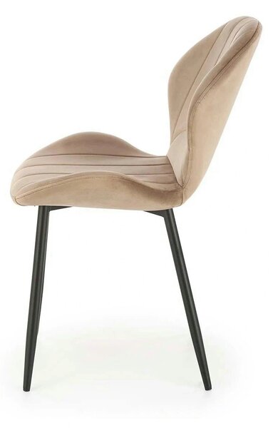 Scaun K538, bej/negru, stofa catifelata/metal, 48x57x85 cm