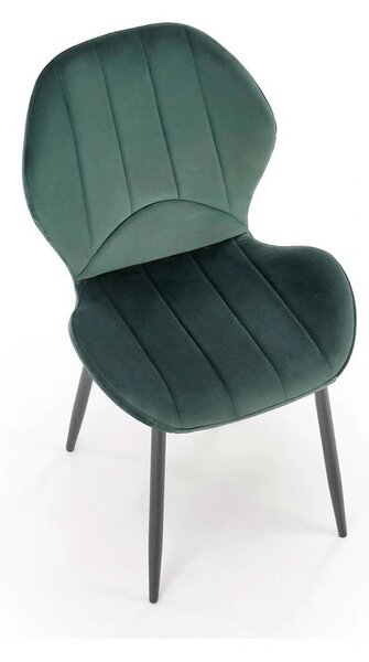 Scaun K538, verde/negru, stofa catifelata/metal, 48x57x85 cm