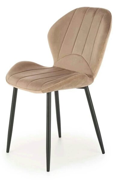 Scaun K538, bej/negru, stofa catifelata/metal, 48x57x85 cm