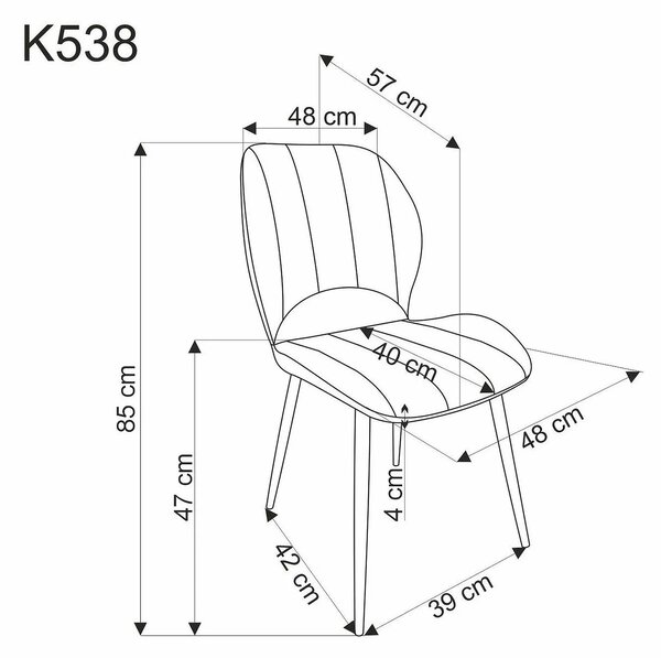 Scaun K538, negru, stofa catifelata/metal, 48x57x85 cm