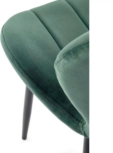 Scaun K538, verde/negru, stofa catifelata/metal, 48x57x85 cm
