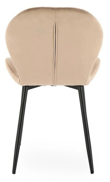 Scaun K538, bej/negru, stofa catifelata/metal, 48x57x85 cm