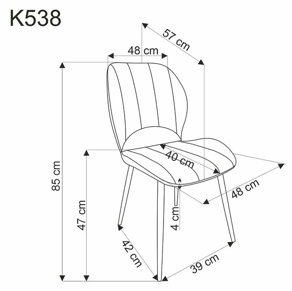 Scaun K538, verde/negru, stofa catifelata/metal, 48x57x85 cm