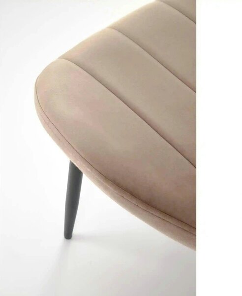 Scaun K538, bej/negru, stofa catifelata/metal, 48x57x85 cm