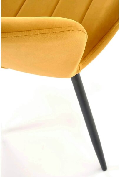 Scaun K538, galben mustar/negru, stofa catifelata/metal, 48x57x85 cm