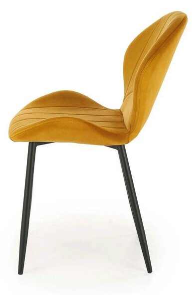 Scaun K538, galben mustar/negru, stofa catifelata/metal, 48x57x85 cm