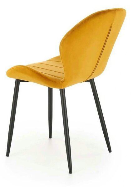 Scaun K538, galben mustar/negru, stofa catifelata/metal, 48x57x85 cm