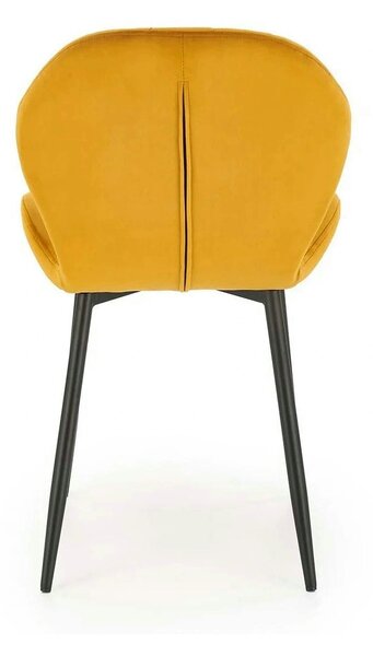 Scaun K538, galben mustar/negru, stofa catifelata/metal, 48x57x85 cm