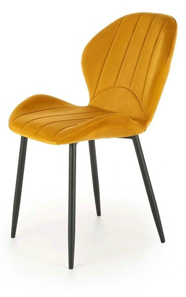 Scaun K538, galben mustar/negru, stofa catifelata/metal, 48x57x85 cm