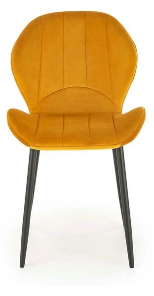 Scaun K538, galben mustar/negru, stofa catifelata/metal, 48x57x85 cm