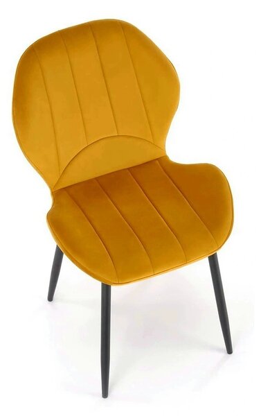Scaun K538, galben mustar/negru, stofa catifelata/metal, 48x57x85 cm