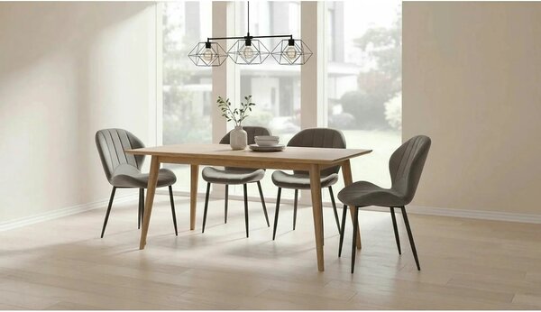 Scaun K538, gri/negru, stofa catifelata/metal, 48x57x85 cm