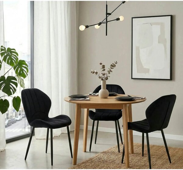 Scaun K538, negru, stofa catifelata/metal, 48x57x85 cm