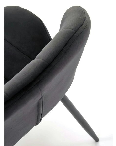 Scaun K538, negru, stofa catifelata/metal, 48x57x85 cm