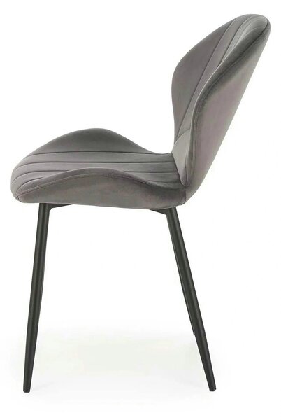Scaun K538, gri/negru, stofa catifelata/metal, 48x57x85 cm