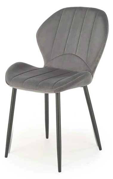 Scaun K538, gri/negru, stofa catifelata/metal, 48x57x85 cm