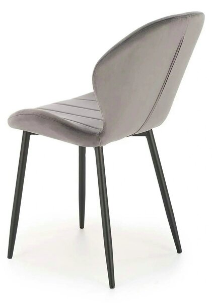 Scaun K538, gri/negru, stofa catifelata/metal, 48x57x85 cm