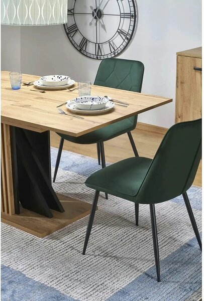 Scaun K539, verde inchis/negru, stofa catifelata/metal, 50x62x84 cm