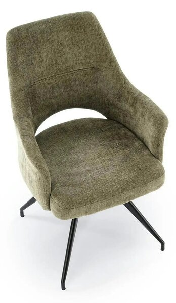 Scaun rotativ K542, verde/negru, stofa clasica/metal, 58x64x88 cm