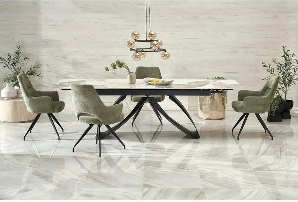 Scaun rotativ K542, verde/negru, stofa clasica/metal, 58x64x88 cm