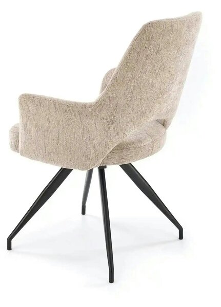 Scaun rotativ K542, bej/negru, stofa clasica/metal, 58x64x88 cm