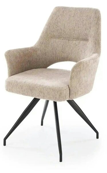 Scaun rotativ K542, bej/negru, stofa clasica/metal, 58x64x88 cm