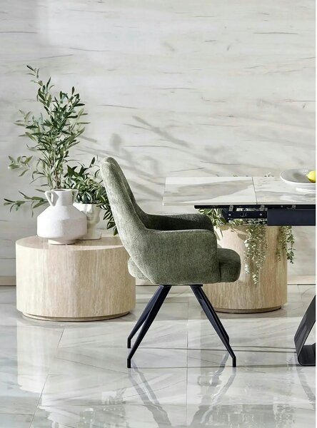 Scaun rotativ K542, bej/negru, stofa clasica/metal, 58x64x88 cm