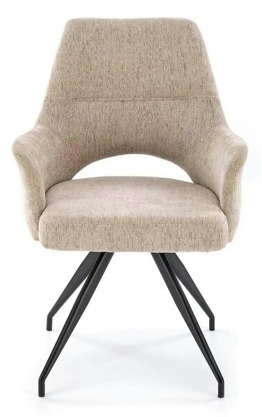 Scaun rotativ K542, bej/negru, stofa clasica/metal, 58x64x88 cm