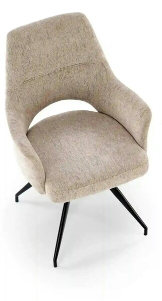 Scaun rotativ K542, bej/negru, stofa clasica/metal, 58x64x88 cm