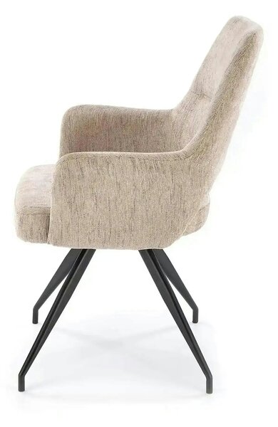 Scaun rotativ K542, bej/negru, stofa clasica/metal, 58x64x88 cm