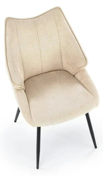 Scaun bej tapitat K543, stofa clasica/metal, 55x60x87 cm