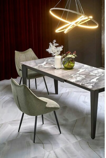 Scaun bej tapitat K543, stofa clasica/metal, 55x60x87 cm