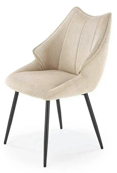 Scaun bej tapitat K543, stofa clasica/metal, 55x60x87 cm