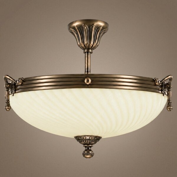 Lustra Omega cu Diam 43 cm, Desing Clasic, Finisaj Bronz Antic, Abajur Crem - Bussy Lighting 3035-52-43A
