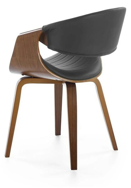 Scaun picioare lemn K544, negru/nuc, piele ecologica/placaj, 55x55x77