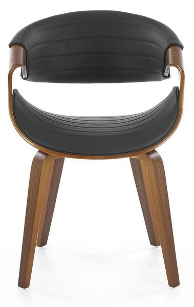 Scaun picioare lemn K544, negru/nuc, piele ecologica/placaj, 55x55x77