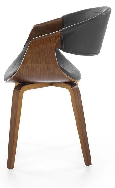 Scaun picioare lemn K544, negru/nuc, piele ecologica/placaj, 55x55x77