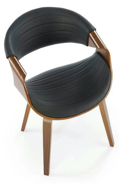 Scaun picioare lemn K544, negru/nuc, piele ecologica/placaj, 55x55x77
