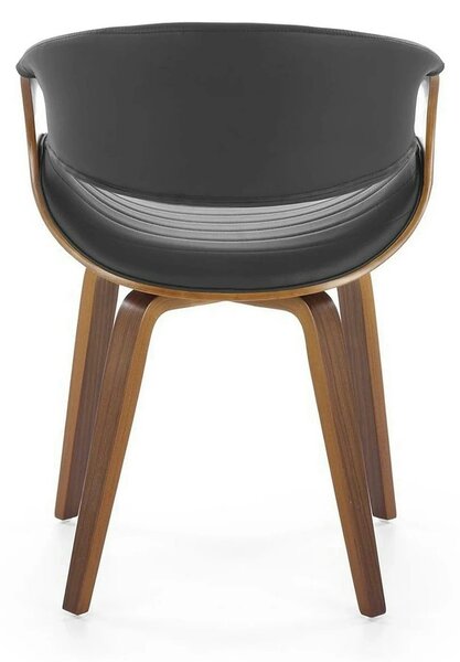 Scaun picioare lemn K544, negru/nuc, piele ecologica/placaj, 55x55x77