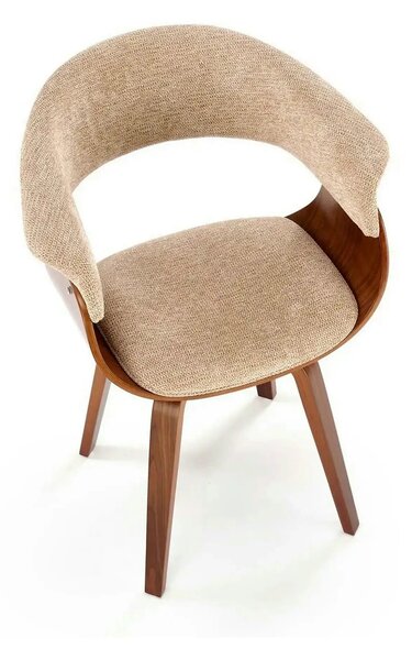 Scaun scandinav tapitat K545, bej/nuc, stofa clasica/placaj, 63x53x83