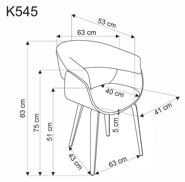Scaun K545, gri/nuc, stofa clasica/placaj, 63x53x83 cm
