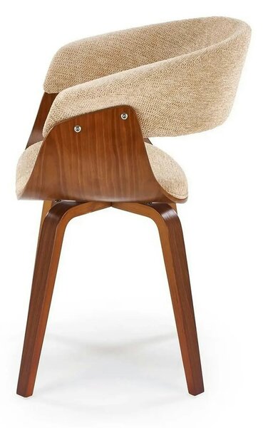 Scaun scandinav tapitat K545, bej/nuc, stofa clasica/placaj, 63x53x83