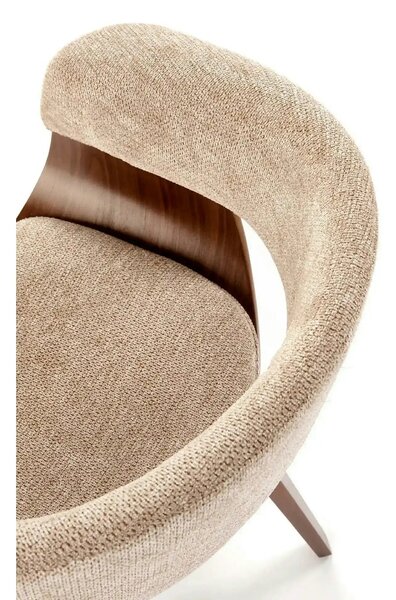 Scaun scandinav tapitat K545, bej/nuc, stofa clasica/placaj, 63x53x83
