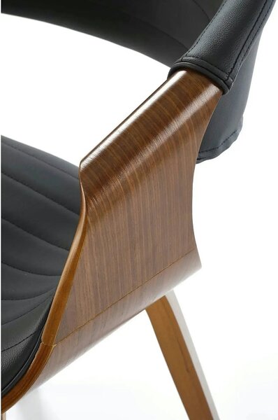 Scaun picioare lemn K544, negru/nuc, piele ecologica/placaj, 55x55x77