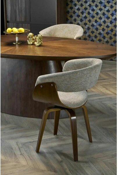 Scaun K545, gri/nuc, stofa clasica/placaj, 63x53x83 cm
