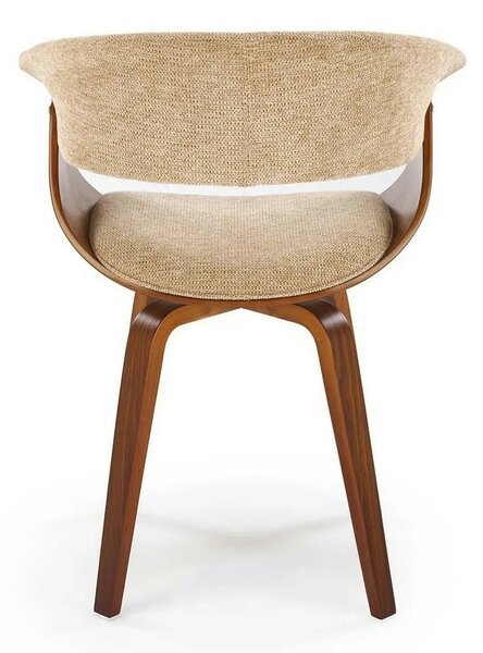 Scaun scandinav tapitat K545, bej/nuc, stofa clasica/placaj, 63x53x83